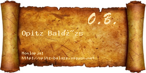 Opitz Balázs névjegykártya
